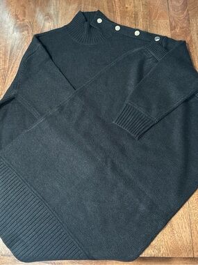 Kate & Mallory Black Turtleneck Sweater with Shoulder Buttons and Skirt